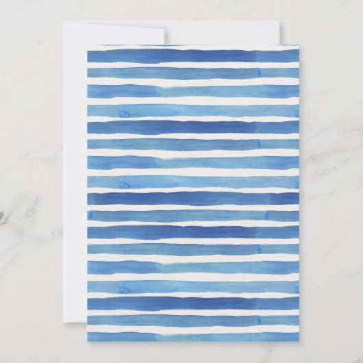 BLAUW INDIGO STRIPES PATROON BBT BAR MITZVAH INVIT BEDANKKAART (Achterkant)