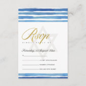 BLAUW INDIGO STRIPES STAR BAR BAT MITZVAH RSVP INFORMATIEKAARTJE (Voorkant)