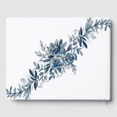 Blauw indigo waterverf bloemenlineart bruiloft gastenboek (Achterkant)