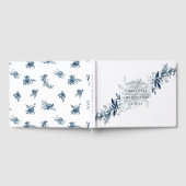 Blauw indigo waterverf bloemenlineart bruiloft gastenboek (Volledig)