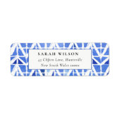 BLAUW INDIGO WATERVERF CHEVRON ADRES ETIKET (Voorkant)