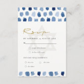 BLAUW INDIGO WATERVERF STIPPEN BAR BBT MITZVAH RSV INFORMATIEKAARTJE (Voorkant)