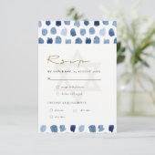 BLAUW INDIGO WATERVERF STIPPEN BAR BBT MITZVAH RSV INFORMATIEKAARTJE (Staand voorkant)