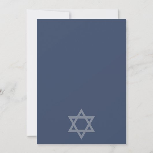 BLAUW INDIGO WATERVERF STIPPEN BBT BAR MITZVAH INV BEDANKKAART (Achterkant)