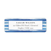BLAUW INDIGO WATERVERF STRIPEN ADRES ETIKET (Voorkant)