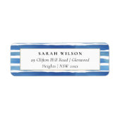 BLAUW INDIGO WATERVERF STRIPEN ADRES ETIKET (Voorkant)