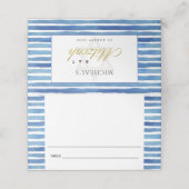 BLAUW INDIGO WATERVERF STRIPES BAR BBT MITZVAH PLAATSKAARTJE (Buitenkant ongevouwen)