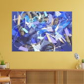 Blauw indigo wit grijs abstract geometrische strep canvas afdruk (Insitu (Woonkamer))
