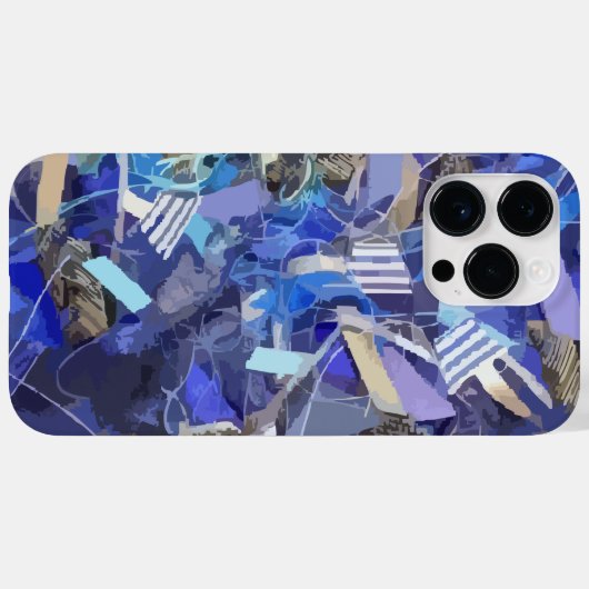 Blauw indigo wit grijs abstract geometrische strep Case-Mate iPhone case (Achterkant (horizontaal))