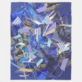 Blauw indigo wit grijs abstract geometrische strep fleece deken