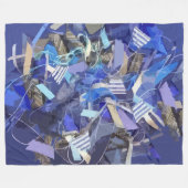 Blauw indigo wit grijs abstract geometrische strep fleece deken (Voorkant (Horizontaal))