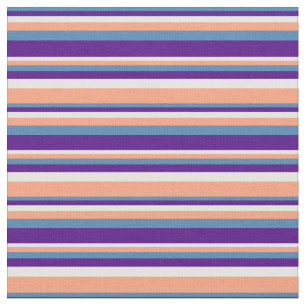 Blauw, Indigopatroon, wit en licht zalmpatroon Stof