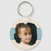 Blauw initiaal bloemenfoto toevoegen sleutelhanger (Achterkant)