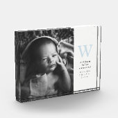 Blauw initiaal eenvoudige geboorteaankondiging fotoblokken (Links)