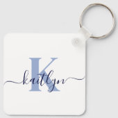 Blauw Initiaal Naam Monogram Sleutelhanger (Achterkant)
