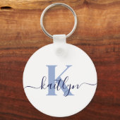 Blauw Initiaal Naam Monogram Sleutelhanger (Achterkant)