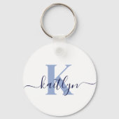 Blauw Initiaal Naam Monogram Sleutelhanger (Achterkant)