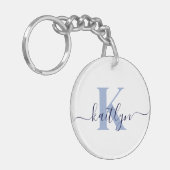 Blauw Initiaal Naam Monogrammed Sleutelhanger (Voorkant Links)