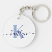 Blauw Initiaal Naam Monogrammed Sleutelhanger (Achterkant)