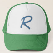 Blauw Initiaal "R" Trucker Pet (Voorkant)