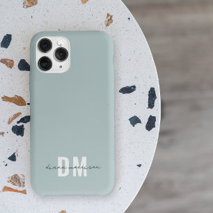 Blauw & Initiaal Script Calligrafie Naam Monogram Case-Mate iPhone Case