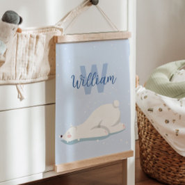 Blauw Initiaal Winter Polar Beer Kwekerij Wanddeco Hangend Wandkleed