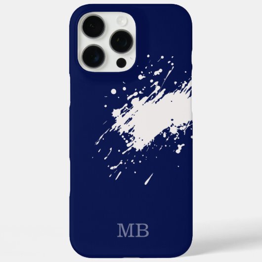 blauw initialen monogram iPhone 16 Pro Max hoesje (Achterkant)