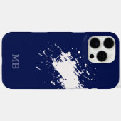blauw initialen monogram iPhone 16 Pro Max hoesje (Achterkant (horizontaal))