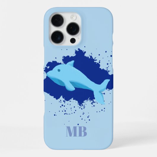 blauw initialen monogram iPhone 16 Pro Max hoesje (Achterkant)