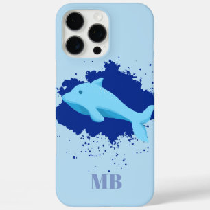blauw initialen monogram iPhone 16 Pro Max hoesje