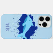 blauw initialen monogram iPhone 16 Pro Max hoesje (Achterkant (horizontaal))