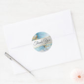 Blauw inktmarmer dank u sticker (Envelop)