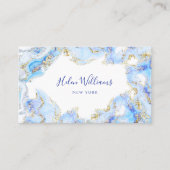 blauw inktmarmer visitekaartje (Voorkant)