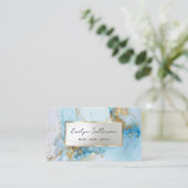 blauw inktmarmer visitekaartje (Staand voorkant)