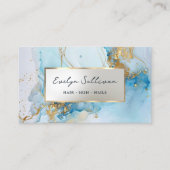 blauw inktmarmer visitekaartje (Voorkant)