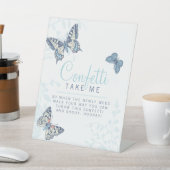 Blauw inktvlinder trouwbord reclamebord met voetstuk (Insitu)