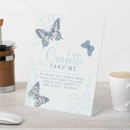 Blauw inktvlinder trouwbord reclamebord met voetstuk (Insitu)