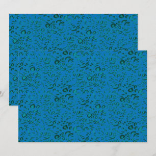 Blauw inpakpapier met een geometrisch patroon bedankkaart