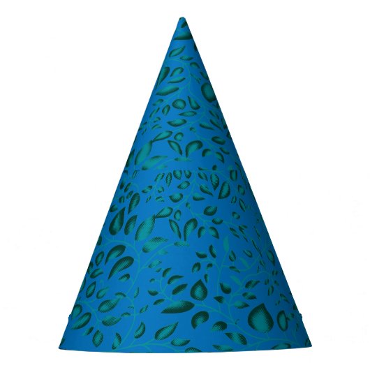 Blauw inpakpapier met een geometrisch patroon feesthoedjes (Voorkant)