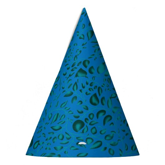 Blauw inpakpapier met een geometrisch patroon feesthoedjes (Links)