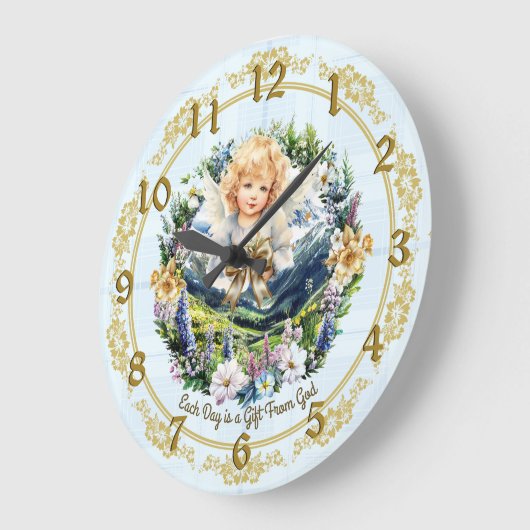  Blauw Inspirerend Angel Cherub Grote Klok (Hoek)