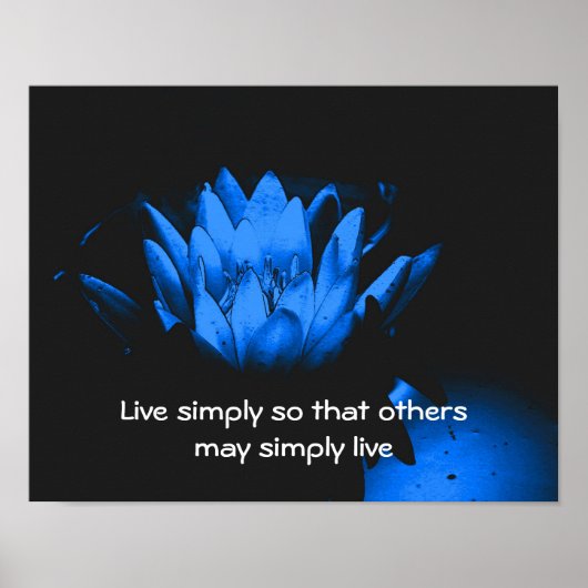 Blauw Inspirerend Citaat van de Eenvoud van Lotus Poster (Voorkant)
