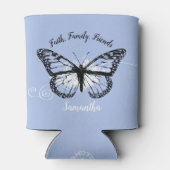 Blauw Inspirerend Monarch Vlinder Monogram Blikjeskoeler (Achterkant)