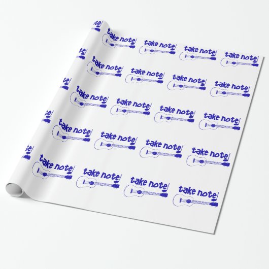 blauw instrument cadeaupapier (Uitgerold)