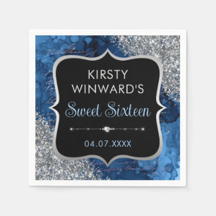 Blauw Iridiserende Glitter Zeemeermin Letters Swee Servet