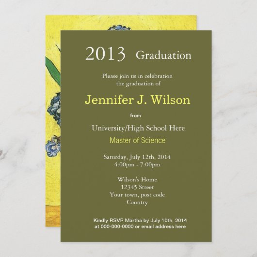  blauw iris afgestudeerd op bloemen kaart (Voorkant / Achterkant)