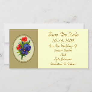 Blauw Iris Bloemboeket Bruiloft Save The Date