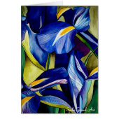 Blauw Iris bloemschilderij, originele waterverf (Voorkant)
