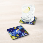 Blauw Iris bloemschilderij, originele waterverf Bier Onderzetter (Rechterzijde)