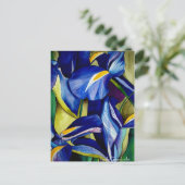 Blauw Iris bloemschilderij, originele waterverf Briefkaart (Staand voorkant)